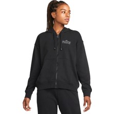 Nike Dri-Fit Tam Boy Fermuarlı Siyah Kadın Sweatshirt DQ5536-010