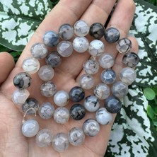 Küre Şeffaf-Siyah Akik Taşı 10 mm