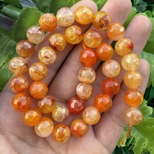 Fasetli Küre Turuncu Sarı Akik Taşı 10 mm