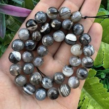 Fasetli Küre Gri Akik Taşı 10 mm