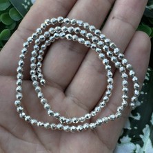 Fasetli Küre Parlak Gümüş Hematit Taşı 3 mm