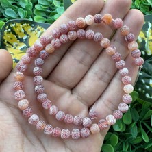 Mat Küre Kırmızı-Beyaz Akik Taşı 6mm