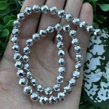 Fasetli Küre Parlak Gümüş Hematit Taşı 8 mm