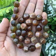 Dilim Kesim Kahve-Yeşil Akik Taşı 11 mm