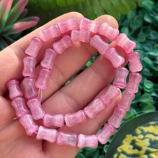 Eğimli Silindir Pembe Selenit Taşı 8X13 mm