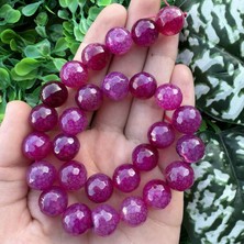 Fasetli Küre Pembe Akik Taşı 14MM