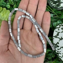 Çizgili Dikdörtgen Gümüş Hematit Taşı 4x8 mm