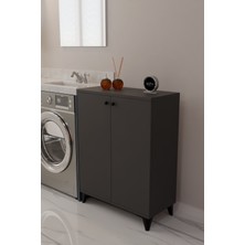 Alpa Ev Mobilya Çok Amaçlı Banyo & Çamaşır Odası Dolabı, Ayarlanabilir Raflı, Kapaklı Modern Banyo Dolabı