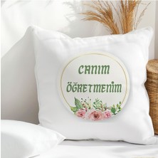 Qoeuyl Boutique Canım Öğretmenim Baskılı Öğretmenler Günü Hediyelik Elyaf Saten Dekoratif Yastık