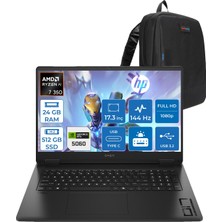 Hp Omen Amd Ryzen Aı 7 350 24GB 512GB SSD 8GB/RTX5060/130W 17.3" Fhd 144Hz 7ms 300NITS %100 Srgb Windows 11 Home Gaming Bilgisayar C2EZ3EAH05 + Zettaçanta