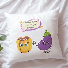 Qoeuyl Boutique Üstüme Gelme Zaten Çok Doluyum Baskılı Komik Hediyelik Elyaf Saten Dekoratif Yastık