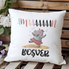 Qoeuyl Boutique Amaaan Boşver Baskılı Komik Hediyelik Elyaf Saten Dekoratif Yastık