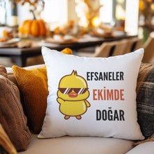 Qoeuyl Boutique Efsaneler Ekimde Doğar Baskılı Doğum Günü Hediyelik Elyaf Saten Dekoratif Yastık