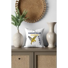 Qoeuyl Boutique Kanaryalar Eylülde Doğar Baskılı Doğum Günü, Eş, Sevgili, Arkadaş Hediye Saten Mini Dekoratif Yastık