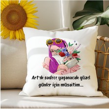 Qoeuyl Boutique Yaşanacak Güzel Günler Için Müsaitim Baskılı Elyaf Dolgulu Hediyelik Yastık