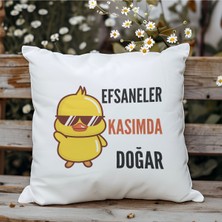 Qoeuyl Boutique Efsaneler Kasımda Doğar Baskılı Doğum Günü Hediyelik Elyaf Saten Dekoratif Yastık