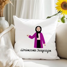 Qoeuyl Boutique Görümcemin Yengesiyim Baskılı  Hediyelik Elyaf Saten Dekoratif Yastık