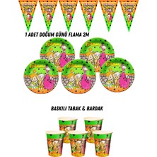 Taş Devri Bambam Çakıl 40 Kişilik Tabak , Bardak , Flama Bayrak Doğum Günü Set