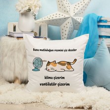 Qoeuyl Boutique Bana Mutluluğun Resmini Çiz Deseler Klima Çizerim Baskılı Komik Hediyelik Dekoratif Yastık