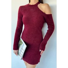 Gülseli Tek Omuz Dekolteli Angora Kumaş Triko Elbise P-00018845