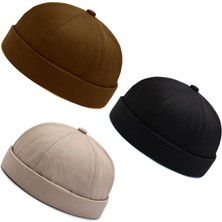 Aida Jewelss 3 Lü Set %100 Pamuk Cap Ayarlanabilir Docker Şapka Yazlık Takke Şapka Retro Şapka Takke Şapka