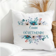 Qoeuyl Boutique Canım Öğretmenim Baskılı Öğretmenler Günü Hediyelik Elyaf Saten Dekoratif Yastık