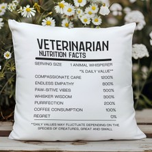 Qoeuyl Boutique Veterinarian Nutrition Facts Baskılı Veteriner Hediyelik Elyaf Saten Dekoratif Yastık