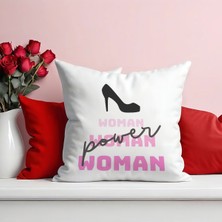 Qoeuyl Boutique Power Woman Baskılı  Hediyelik Elyaf Saten Dekoratif Yastık