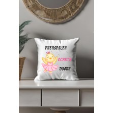 Qoeuyl Boutique Prensesler Bu Ayda Doğar Baskılı Hediyelik Saten Mini Dekoratif Yastık