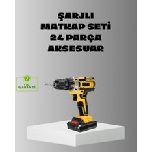 Zero Land Nrzsnt Şarjlı Darbeli Matkap Seti – 2 Bataryalı, 24W Güç, 24 Parça Aksesuar, LED Işıklı