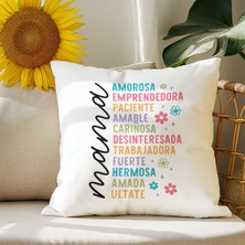 Qoeuyl Boutique Anne Quotes Baskılı Anneler Günü Hediyelik Elyaf Dolgulu Saten Dekoratif Yastık