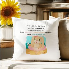 Qoeuyl Boutique Tavşan Dağa Küsmüş Baskılı Komik Hediyelik Elyaf Saten Dekoratif Yastık