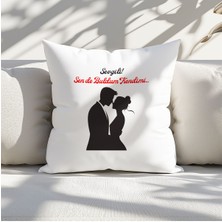 Qoeuyl Boutique Sen De Buldum Kendimi Baskılı Eş Sevgili Romantik Hediyelik Elyaf Saten Dekoratif Yastık