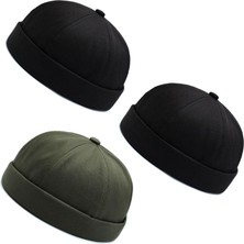 Aida Jewelss 3 Lü Set %100 Pamuk Cap Ayarlanabilir Docker Şapka Yazlık Takke Şapka Retro Şapka Takke Şapka