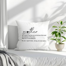 Qoeuyl Boutique Happy Mother's Day Baskılı Anneler Günü Hediyelik Elyaf Dolgulu Saten Dekoratif Yastık