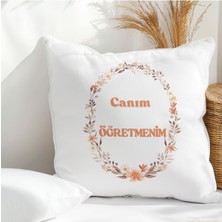 Qoeuyl Boutique Canım Öğretmenim Baskılı Öğretmenler Günü Hediyelik Elyaf Saten Dekoratif Yastık