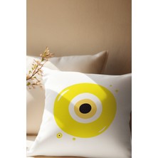 Qoeuyl Boutique Nazar Boncuğu Baskılı Hediyelik Elyaf Saten Dekoratif Yastık