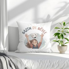 Qoeuyl Boutique Bazen De Böyle Baskılı Komik Hediyelik Elyaf Saten Dekoratif Yastık