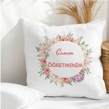 Qoeuyl Boutique Canım Öğretmenim Baskılı Öğretmenler Günü Hediyelik Elyaf Saten Dekoratif Yastık