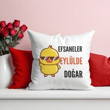 Qoeuyl Boutique Efsaneler Eylülde Doğar Baskılı Doğum Günü Hediyelik Elyaf Saten Dekoratif Yastık