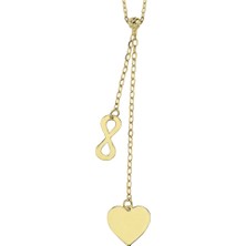 Hakan Mücevherat Sonsuzluk Detaylı Kalp Minimal 14 Ayar Altın Kolye