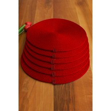 6 Adet Kırmızı Jüt Supla / Amerikan Servis Lux Sunum Tabak Altlığı Deka Home