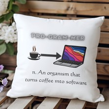 Qoeuyl Boutique Programmer Noun Baskılı Yazılımcı Hediyelik Elyaf Saten Dekoratif Yastık