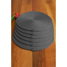 6 Adet Antrasit Jüt Supla / Amerikan Servis Lux Sunum Tabak Altlığı Deka Home