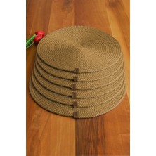 6 Adet Koyu Bej Hasır Supla / Amerikan Servis Lux Sunum Tabak Altlığı