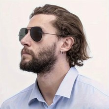 Huma Butik Takı Aksesuar Siyah Metal Oval Güneş Gözlüğü | Klasik Şık Tasarım Uv Korumalı