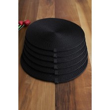 6 Adet Siyah Supla / Amerikan Servis Lüx Sunum Tabak Altlığı Deka Home