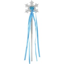 Go İthalat Kar Taneli Mavi Kalp Taşlı Saten Kurdeleli Karlar Ülkesi Elsa Asası Sopası 34 cm (784)