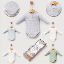 Ozz Baby Yeni Doğan Erkek Bebek 0/3-3/6 Ay % 100 Pamuklu Kaşkorse Uzun Kollu 5li Kutulu Body ( Hediyelik )