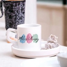 Çılgıntrend Kişiye Özel Renkli Fırça Desenli Türk Kahvesi Fincanı – Isim Yazılı Seramik Fincan